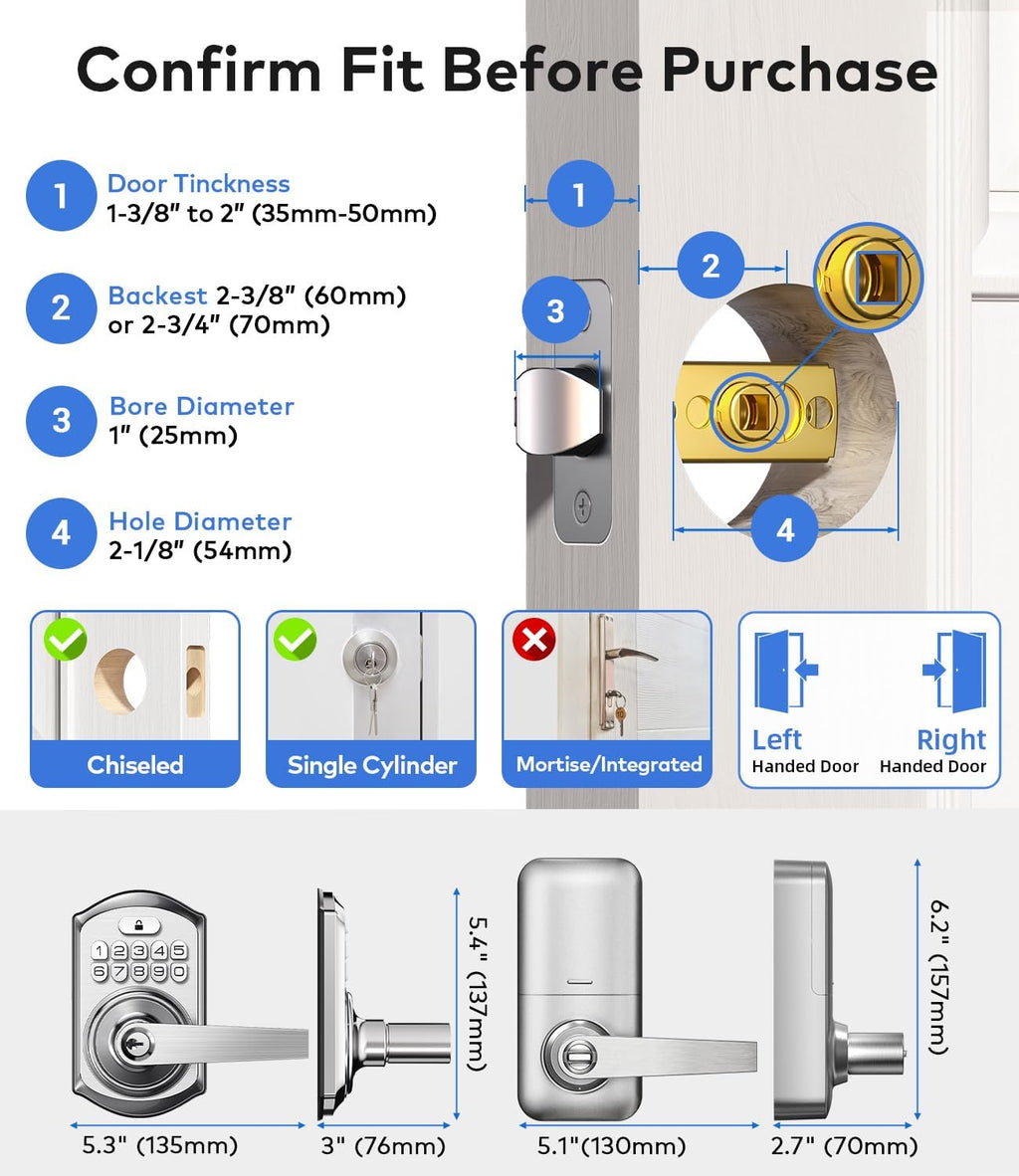Smart Keyless Entry Door Lock with Handle
